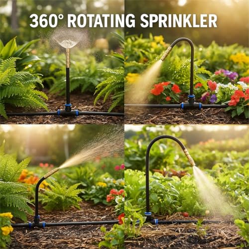 Automatic Garden Irrigation System 100ft with 18 Adjustable Copper Nozzles - color: 100ft