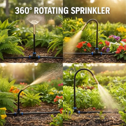 Automatic Garden Irrigation System 100ft with 18 Adjustable Copper Nozzles - color: 100ft