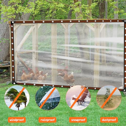10x12FT Heavy Duty Clear Waterproof Tarp,Outdoor Garden Rainproof Covering - size: 10 x 12 FT