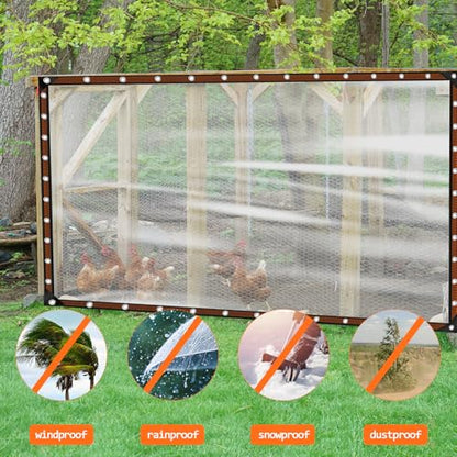 10x12FT Heavy Duty Clear Waterproof Tarp,Outdoor Garden Rainproof Covering - size: 10 x 12 FT
