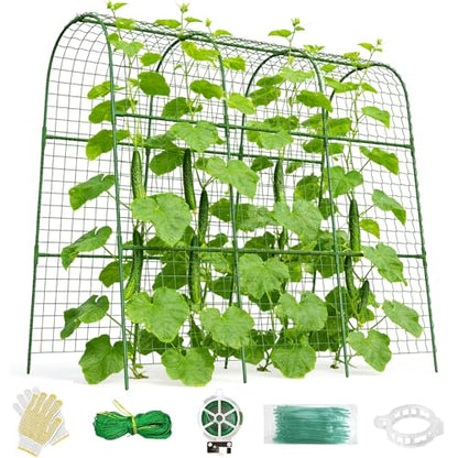 Cucumber Trellis for Raised Bed 48" L x 48" H U-Shape Garden Trellis for Climbing Plants Outdoor, Metal Arch Trellis for Vegetables, Plant Support for Tomato Pea Zucchini Grape Flowers