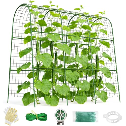 Cucumber Trellis for Raised Bed 48" L x 48" H U-Shape Garden Trellis for Climbing Plants Outdoor, Metal Arch Trellis for Vegetables, Plant Support for Tomato Pea Zucchini Grape Flowers