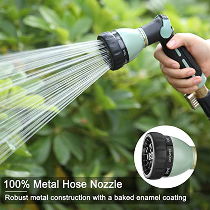 FANHAO Heavy Duty Garden Hose Nozzle, Metal Hose Sprayer Easy Thumb Control - color: Light Green
