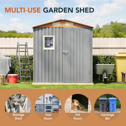 Verdeluxe 6x4FT Multi-Used Outdoor Storage Shed with Frame Floor - size: 6*4FT(Base Included)