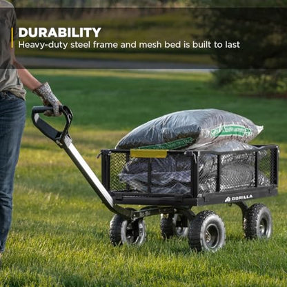 Gorilla Carts Steel Utility Cart, 900 lb. Capacity, 4 Cu Ft, Black