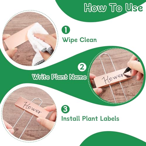 WSICSE 50-Pack Metal Plant Labels, 10.6In Rose Gold Garden Markers with Pen - color: Gold