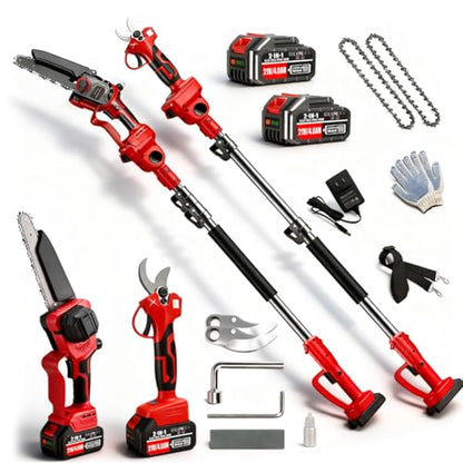 4-in-1 Electric Pole Saw&Pruning Shear Combo, 8" Pole Saw for Tree Trimming