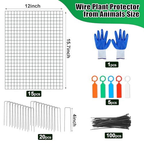 5 Pack Wire Plant Protector, 16"x12" Detachable Metal Plant Protectors Mesh, Garden Plant Protectors for Shrubs Flowers Vegetables to Keep Rabbit & Chicken Animals Out