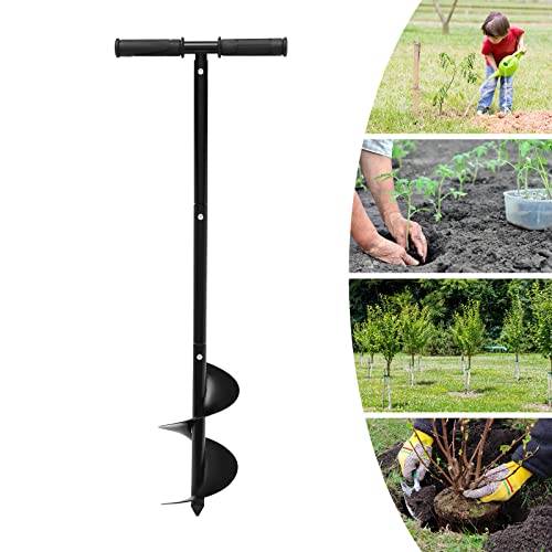 Manual Post Hole Digger, Hand Auger Drill Post Hole Digger with 6 Inch Spiral Drill Bit Garden Hole Digger with Gloves for Planting Bulbs Seedlings Bare-Rooted Trees and Shrubs