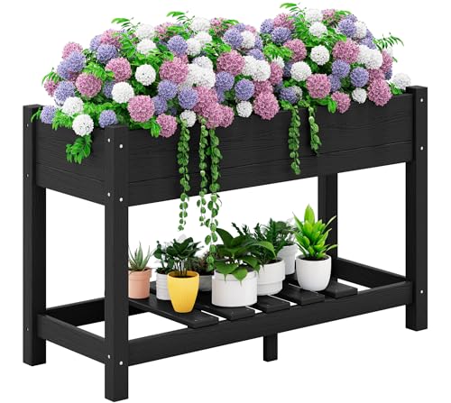 SERWALL Raised Garden Bed with Legs-Black - color: Black, size: 1 pack
