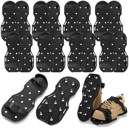 10 Pair Epoxy Floor Spiked Shoes with 3/4 Inch Short Spike Concrete Spiked Universal Size 7-12 Epoxy Concrete Floor Shoes for Flooring Garage Cement Ground Garden Lawn, Black