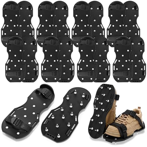 10 Pair Epoxy Floor Spiked Shoes with 3/4 Inch Short Spike Concrete Spiked Universal Size 7-12 Epoxy Concrete Floor Shoes for Flooring Garage Cement Ground Garden Lawn, Black