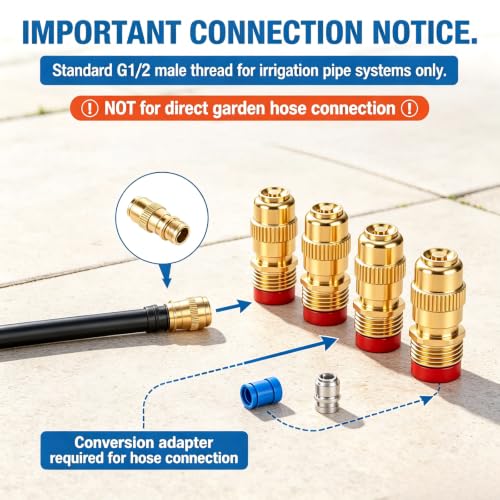 Adjustable Brass Misting Nozzles,1/2Inch High Pressure Spray Misting Nozzle