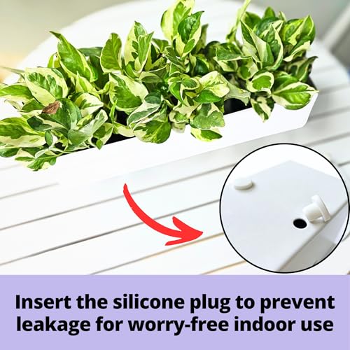 LaLaGreen Planter Boxes Outdoor (24 Inch, 4 Pack) White Metal Rectangular Railing Flower Box with Brackets, Deck Railings Planters Fence Balcony Patio Porch Plant Holder Stylish Garden Decor Over Rail - size: 24" x 4 Pack