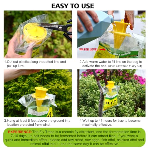8 Pack Outdoor Hanging Fly Traps, Disposable Flies Killer Trap Bag Catcher