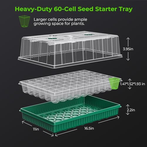 2 Pack Seed Starter Tray with Grow Light, 120-Cell Seedling Kit - size: 120 Cells