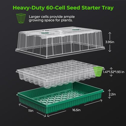 2 Pack Seed Starter Tray with Grow Light, 120-Cell Seedling Kit - size: 120 Cells