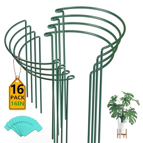 16 Pack 16 In Plant Support Stakes, Peony Cages And Supports with 15 Lable