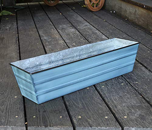 Achla Designs Galvanized Window Flower Box Planter-Nantucket Blue-Small (22" L x 6" W x 5" H) - color: Blue, size: Small