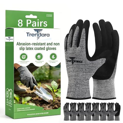 8 Pairs gloves for men gardening gloves,garden gloves for women,Breathable latex dipped gloves,Suitable for weeding and warehouse handling - size: Large