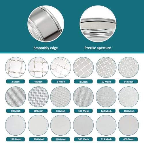 2.36" (6cm) Full 304 Stainless Steel Mini Lab Sieve, 60 Mesh (0.3mm) Sifter - size: 60 Mesh(0.3mm)/Ф2.4in(6CM)