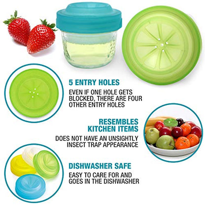Masontops Trap Caps - Reusable Indoor / Outdoor Fruit Fly Trap Catching Lids - Fits Any Regular Mouth Mason Jar - 4 Pack