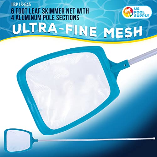 U.S. Pool Supply Swimming Pool 6 Foot Leaf Skimmer Net with 4 Deluxe - size: 60" Pole