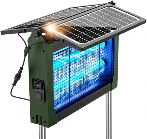 Solar Bug Zapper Outdoor and Indoor, Solar Dual‑Panel Panel with Auto Mode, USB Rechargeable Cordless Fly Traps, 4500V Electric Mosquito Killer for Patio, Backyard, Garden, Camping - color: Green