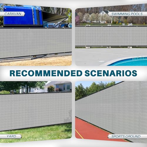 COARBOR 4' x 25' Fence Privacy Screen Heavy Duty Windscreen Fencing Mesh Shade Net Cover for Outdoor Wall Backyard Patio Deck and Porch, Grey - color: Gray, size: 0 4' x 25'
