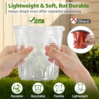 MIXC Clear Nursery Pots with Drainage Holes and Saucers, 12Inch, 12Pack - size: 12 Inch-12 Pack