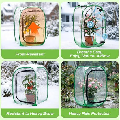 2 Pcs Pop up Mini Greenhouse Cover, Foldable PVC Plant Protector