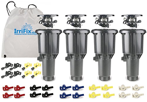Rain Bird Maxi-Paw 2045A Impact Rotor Sprinkler - 4 Pack in a Sack Includes 7 Different Nozzles for Each Head