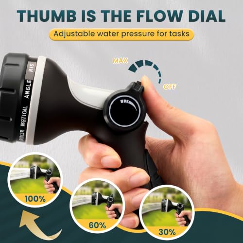 Garden Hose Nozzle,Water Hose Sprayer Thumb Control with 10 Spray Patterns - color: Black