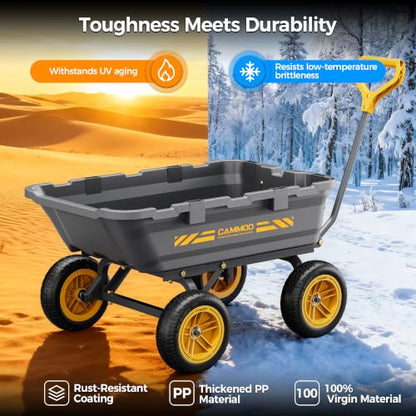 CAMMOO 10-in NO-Flat Tires 900lb Garden Dump Cart Wheelbarrow Garden Wagon - color: Gray
