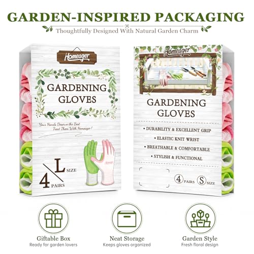 Garden Gloves Women, Large Mens Gardening Gloves, Durable Yard Work Glove - color: Large (Pack of 4)
