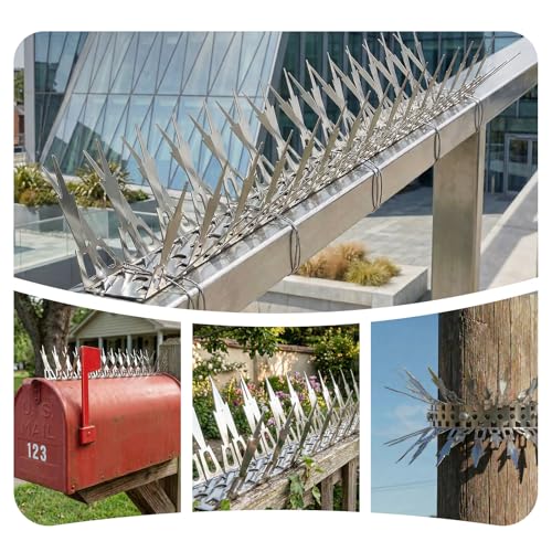 OFFO Bird Spikes for Outside, 304 Stainless Steel, 5 Pack 5 Ft, Silver - color: Bright Silver