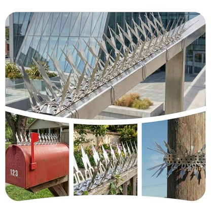 OFFO Bird Spikes for Outside, 304 Stainless Steel, 5 Pack 5 Ft, Silver - color: Bright Silver