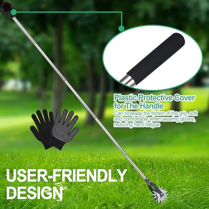 Wheel Rotary Edger, Adjustable 63” Manual Lawn Edger Tool with Gloves, Stainless Steel Trimmer for Sidewalk, Grass and Weed Edging, Ideal for Garden Landscaping and Yard Maintenance