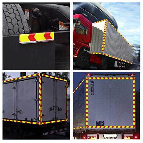 SEVEN SPARTA Arrow Reflective Tape for Trailers, Red/Yellow, 2in x 100ft - color: Red and Yellow