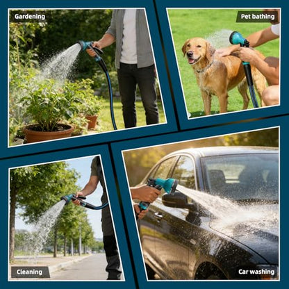 Heavy Duty Garden Hose 50FT, Durable Hose With 10-Pattern Spray Nozzle - color: Blue, size: 50FT