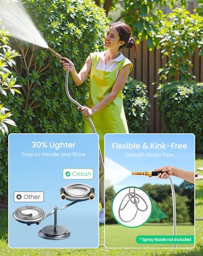 Cesun Female to Female Garden Hose 3 ft, Metal Short Water Hose, 3ft x 5/8" - size: 3ft Female to Female