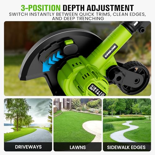 goodjob Cordless Lawn Edger, 20V Battery Powered Edger for Lawns Sidewalk