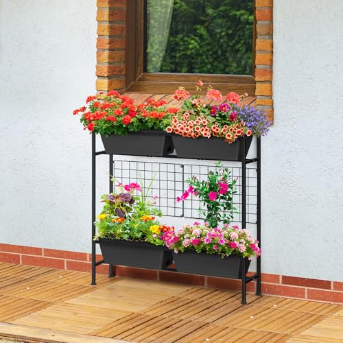 Raised Garden Beds with Legs Vertical Herb Garden Planter Indoor Outdoor - color: Gray