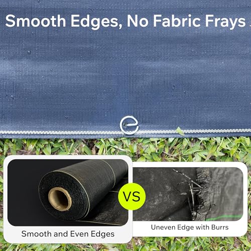 Weed Barrier Fabric Heavy Duty 3ft x 300ft, 3.2 oz Woven Landscape Fabric for Gardens, Raised Beds & Landscaping, UV-Stabilized Permeable Ground Cover with Yellow Planting Guides, Black, DOTDAY Shield - size: 3 x 300ft