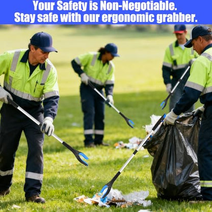 12 Pack 32 Inch Commercial Trash Grabber for Elderly Assist, Foldable - color: Blue