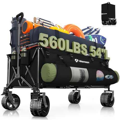 Hikemoon 400L Ultra Large Collapsible Wagon with Big Wheels - Black - color: Black-a