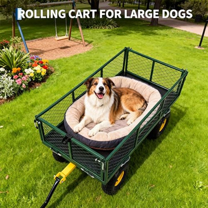 Garvee 900 LB Garden Cart, Heavy Duty Metal Utility Garden Wagon, Green - color: Green, size: 900 Lbs