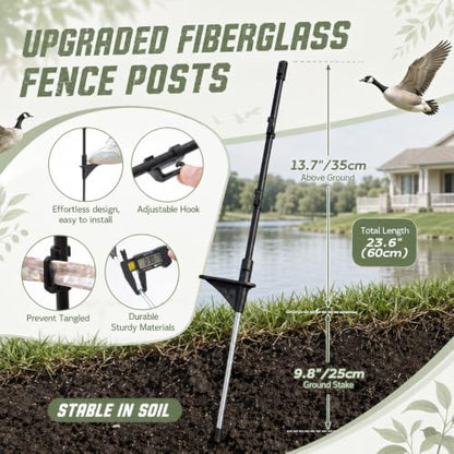 Geese Bird Deterrent Devices Fence System Kit, Post Wire Tape