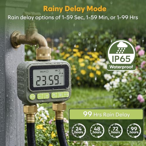 2 Zone Water Timer with Brass Inlet Outlet, Sprinkler Timer for Garden Hose - size: 2 Outlets