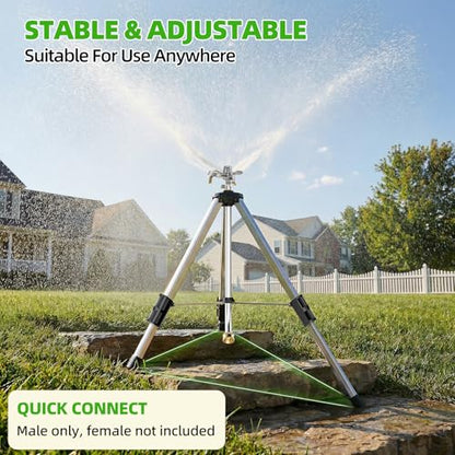 SPECILITE Brass Impact Tripod Sprinkler for Yard Lawn Garden Irrigation - color: Silver, 1-Pack